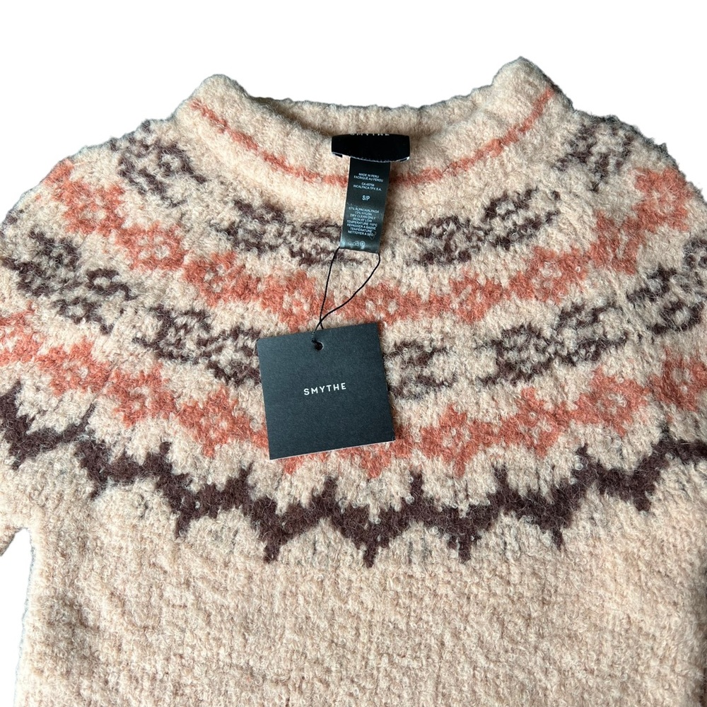 SMYTHE Lopi Fair Isle Alpaca Blend Sweater Apricot Fair Isle NWT Women's Small - Picture 8 of 10